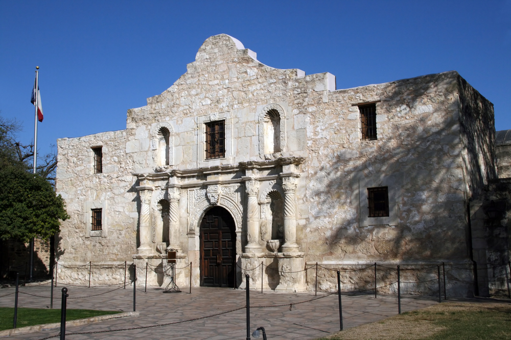 The,Front,Of,The,Alamo,In,San,Antonio,,Texas.